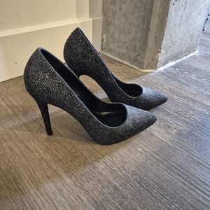 Call It Spring Glittery Black Heels